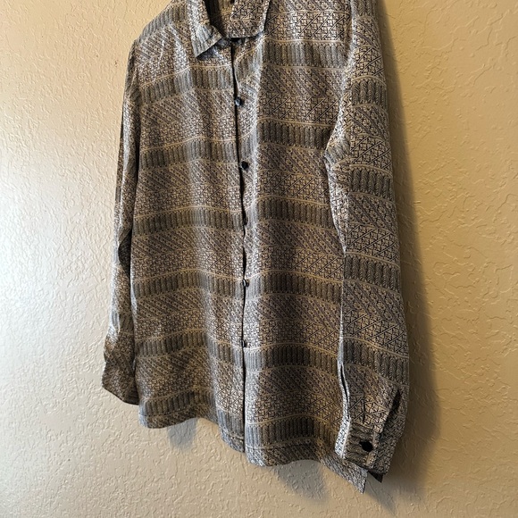 Vintage Stunt Women's Silk Button Up Blouse Geometric Print Size S - Picture 4 of 9